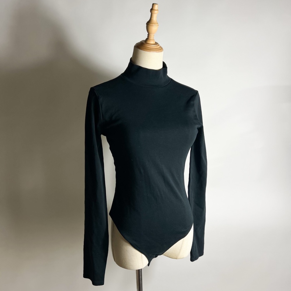 HILL HOUSE Black Mockneck Long Sleeve Bodysuit Small